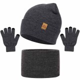 Snowflake Knit Hat Neck Warmer Glove Three-Piece Set