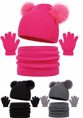 Kids Hat Neck Warmer Glove Three-Piece Set