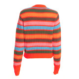 Women’s Fashion Colorful Striped Colorblock Knitting Top