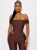 Women's Off Shoulder Short Sleeve Jumpsuit