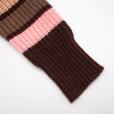 Women’s Fashion Colorful Striped Colorblock Knitting Top