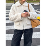 Women's Casual Turndown Collar Zipper Pocket Jacket
