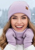 Snowflake Knit Hat Neck Warmer Glove Three-Piece Set