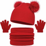 Kids Hat Neck Warmer Glove Three-Piece Set