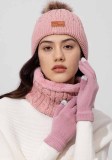 Women's Winter Hat Scarf Glove Three-Piece Set