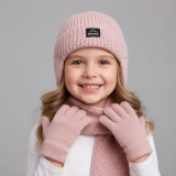 Autumn Winter Earflap Kids Hat Scarf Glove Three-Piece Set