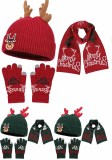 Autumn Winter Christmas Knit Hat Neck Warmer Glove Three-Piece Set