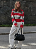 Women's Knit Zipper Turndown Collar Casual Sweater