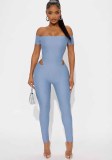 Women's Off Shoulder Short Sleeve Jumpsuit