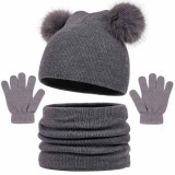 Kids Hat Neck Warmer Glove Three-Piece Set