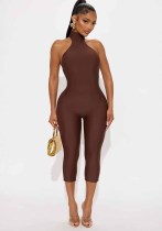 Women's Sexy Solid Sleeveless Halter Neck Backless Jumpsuit Women's Sexy Solid Sleeveless Halter Neck Backless Jumpsuit
