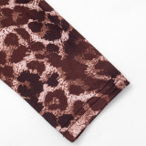 Fall Women’s Fashion Leopard Print Knot Detail Long Sleeve Open Waist Top