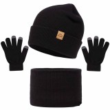Snowflake Knit Hat Neck Warmer Glove Three-Piece Set
