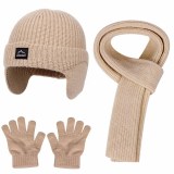 Autumn Winter Earflap Kids Hat Scarf Glove Three-Piece Set