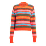 Women’s Fashion Colorful Striped Colorblock Knitting Top