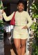 Fall Women’s Slim Fit Trendy Style Embellished Jacket and High Waist Shorts Two-Piece Set