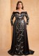 Plus Size Women's Long Sleeve Sequin Formal Party Mermaid Evening Dress
