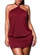 Women’s Sexy Solid Color Slim Fit Open Back Lace-Up Halter Neck Bodycon Dress