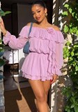Fall Women’s Off Shoulder Slim Waist Ruffle Shirt Trendy Style