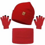 Snowflake Knit Hat Neck Warmer Glove Three-Piece Set
