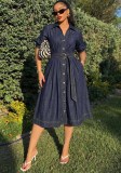 Fall Women’s Denim Shirt Dress Career Wear