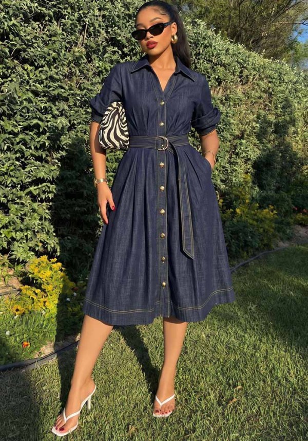Fall Women’s Denim Shirt Dress Career Wear