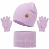 Snowflake Knit Hat Neck Warmer Glove Three-Piece Set