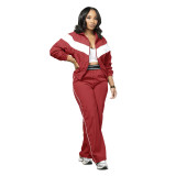 Casual Women’s Zip-Up Jacket and Elastic Waist Pants Two-Piece Tracksuit