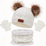 Autumn Winter Kids Hat Scarf Glove Three-Piece Set