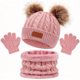 Autumn Winter Kids Hat Scarf Glove Three-Piece Set