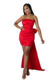 Women Strapless Off Shoulder Sexy Ruched Bodycon Dress