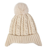 Autumn Winter Single Pom Pom Hat Scarf Glove Three-Piece Set