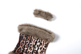 Fall Winter Women’s Faux Fur Patchwork Strapless Leopard Print Dress