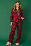 Women's Christmas Santa Long Sleeve Top and Long Pant Pajama Two Piece Set