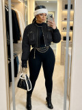 Women Fall Winter Zip Pocket Baseball Jacket