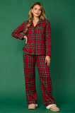 Women's Christmas Santa Long Sleeve Top and Long Pant Pajama Two Piece Set
