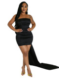 Women Strapless Off Shoulder Sexy Ruched Bodycon Dress