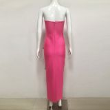 Women's Spring Summer Strapless Floral Bandage Maxi Dress