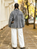 Women Casual Multi Pocket Denim Blazer Coat