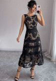 Women French Lace Floral Patchwork Formal Party Dress