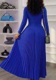 Women Fall Winter Long Sleeve Elegant Ruched Dress