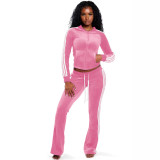Women Casual Zip Top and Pant Two Piece Set
