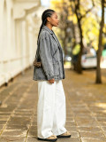 Women Casual Multi Pocket Denim Blazer Coat