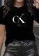 Women Summer Round Neck Letter Print Short Sleeve T-Shirt Top