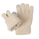 Autumn Winter Single Pom Pom Hat Scarf Glove Three-Piece Set