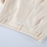 Women's Autumn Turndown Collar Blazer and Wide Leg Pant Two Piece Set