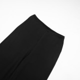 Fall Women’s Sexy Deep V Neck Cowl Neck Lace-Up Long Sleeve Top and Pants Set