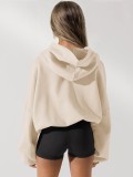 Women's Autumn Winter Long Sleeve Casual Solid Hoodie Jacket