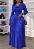 Women Fall Winter Long Sleeve Elegant Ruched Dress
