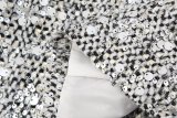 Women's Round Neck Solid Sequin Blazer Jacket